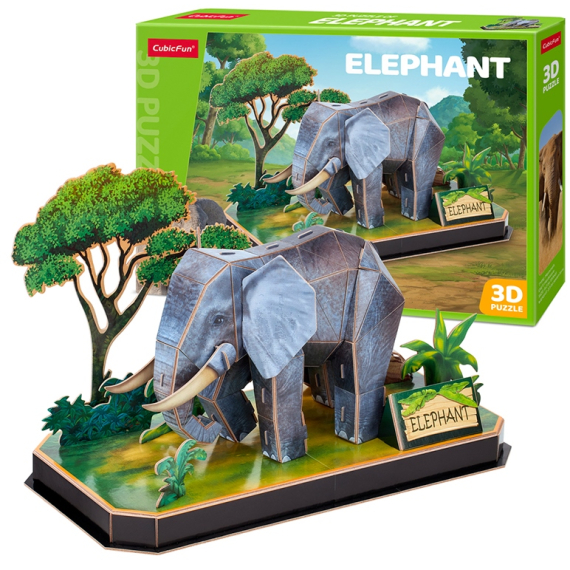 CubicFun - Puzzle 3D Zvířecí kamarádi Slon - 42 dílků                    