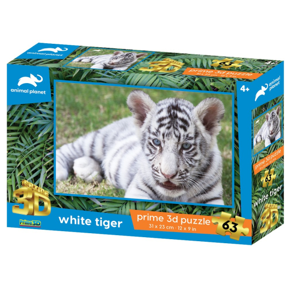 PRIME 3D PUZZLE - Bílý tygr 63 dílků                    