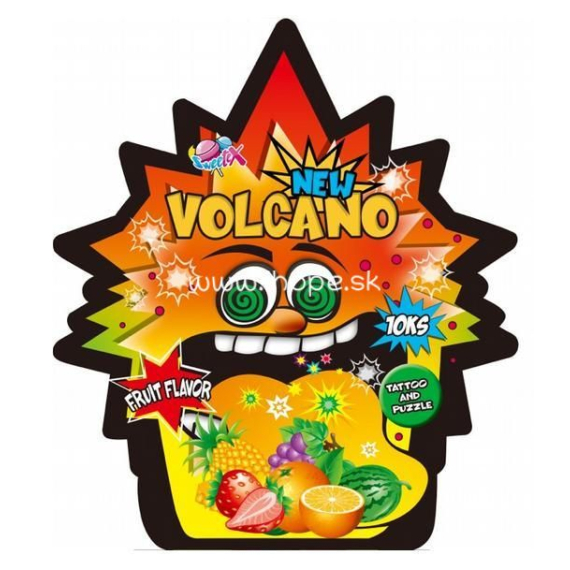 Volcano 10g Praskací prášek s ovocnou příchutí s tetováním a puzzle                    
