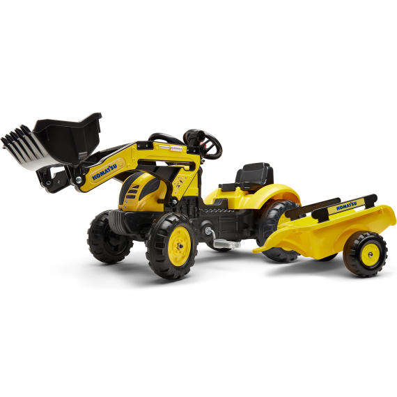 FALK Šlapací traktor 2076M Komastu s nakladačem a přívěsem - žlutý                    