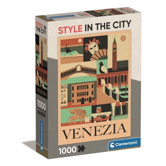 Clementoni 39846 - Puzzle 1000 Style in the city Benátky Compact box                    