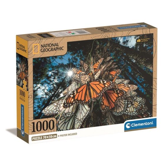 Clementoni 39732 - Puzzle 1000 Compact  nat geo monarch butterflies                    
