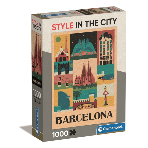 Clementoni 39847 - Puzzle 1000 Style in the city Barcelona Compact box                    
