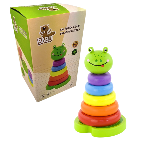 BABU - Skládačka barevné kroužky - žába                    