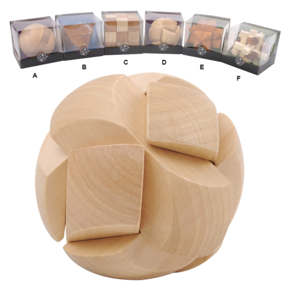 Hlavolam - dřevěné 3D - 6 druhů                    