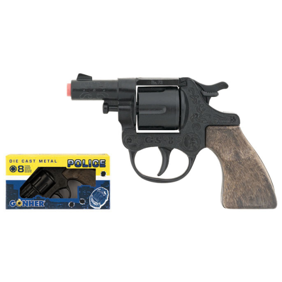 Policejní revolver kovový černý 8 ran                    