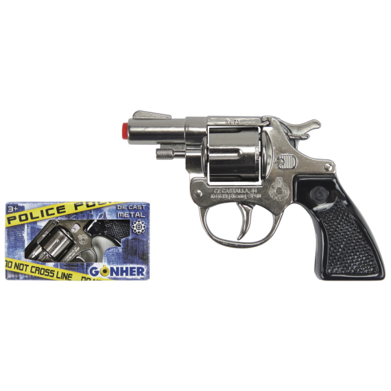 Policejní revolver kovový stříbrný kovový 8 ran                    