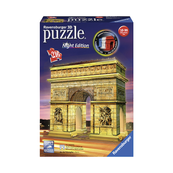 Ravensburger Puzzle 3D Vítězný oblouk Noční edice 216 dílků                    