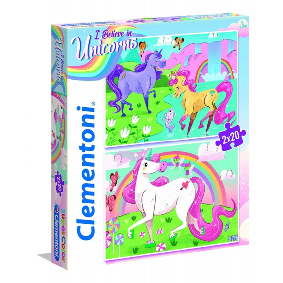 Clementoni 24754 - Puzzle Supercolor 2x20 Jednorožec                    