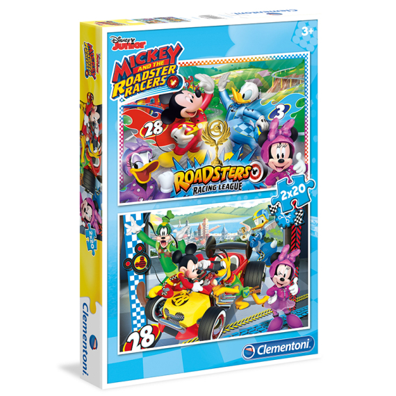 Clementoni 7034 - Puzzle Supercolor 2x20 Mickey závodník                    