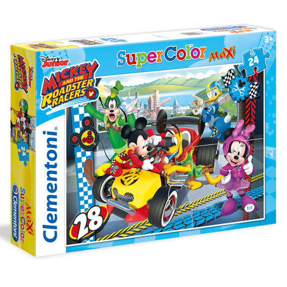Clementoni - Puzzle Maxi 24 Mickey závodník                    