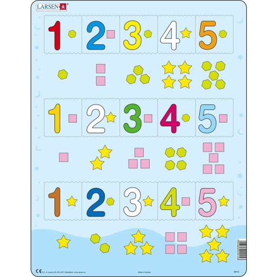 Larsen - Puzzle Čísla 1-5 s grafickými znaky 15 dílků                    