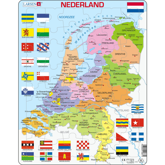 Larsen - Puzzle Mapa Nizozemí - politická 48 dílků                    