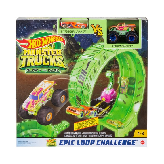 Hot Wheels Monster Trucks Svítící ve tmě Výzva epické smyčky herní set                    