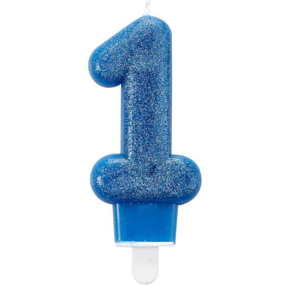 EPEE merch - Narozeninová svíčka třpitivá 7,6cm - modrá                    