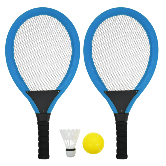 Sulov - Set na plážové hry tenis/badminton 2x raketa, soft miček, badm. košík, modrá                    
