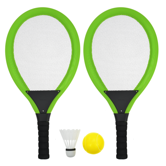 Sulov - Set na plážové hry tenis/badminton 2x raketa, soft miček, badm. košík, zelená                    