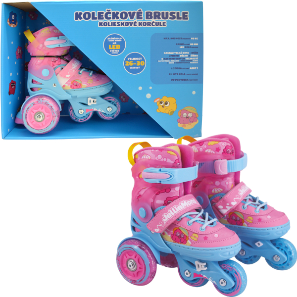 Dětské svítící kolečkové brusle - Růžové (vel. 26-30)