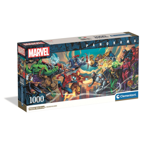 Panoramatické puzzle Marvel: Hrdinové vs. padouši 1000 dílků