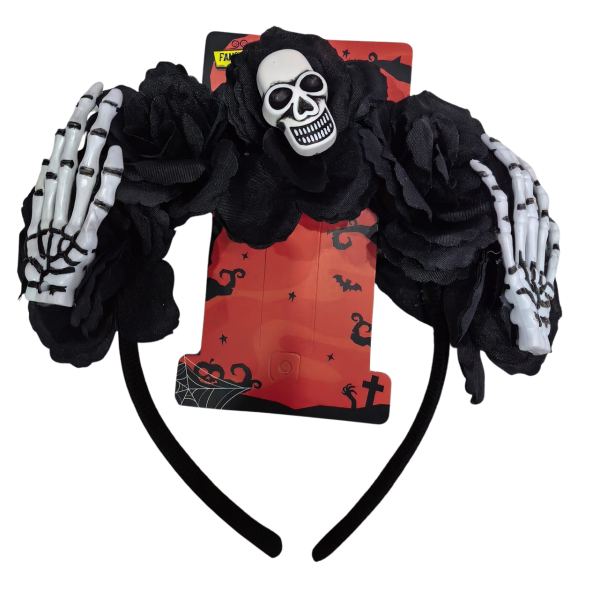 Halloween čelenka lebka a růže