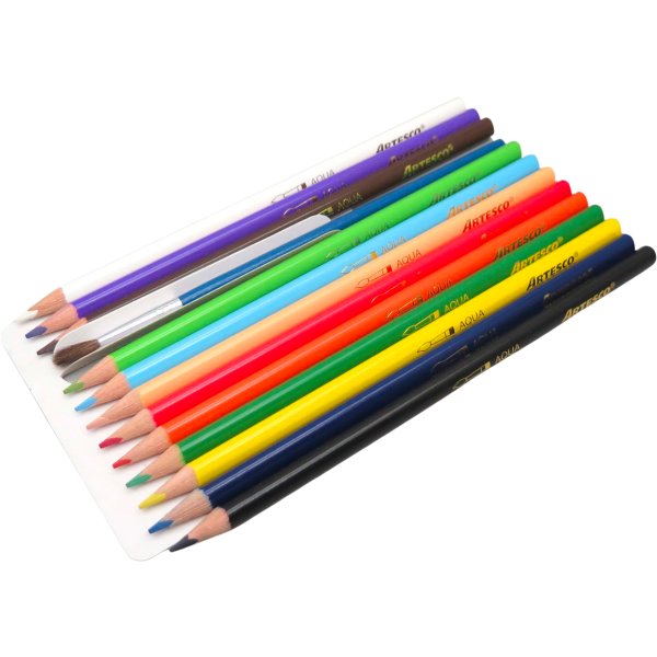 Akvarelové pastelky Color Plus - sada 12 ks se štětcem a ořezávátkem