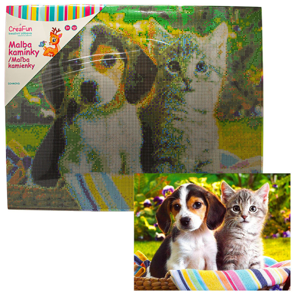 Diamantové malování - Pes a kočka 40 x 50 cm