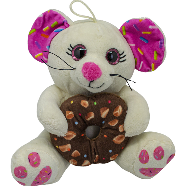 Myš s donutem bílá 20 cm