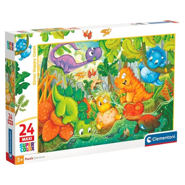 CLEMENTONI Puzzle Šťastná oáza dinosaurů MAXI 24 dílků