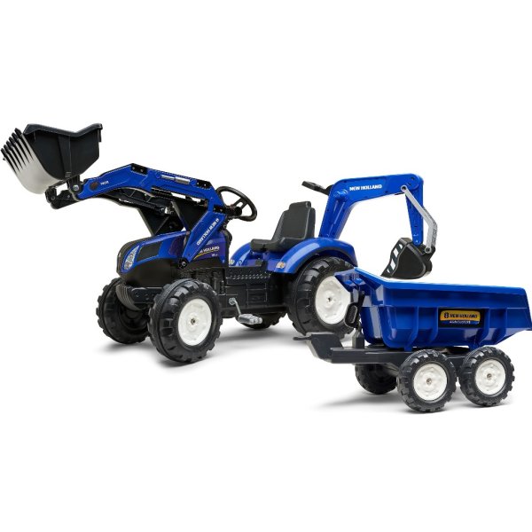 Traktor New Holland s přívěsem modrý pro děti od 3 let