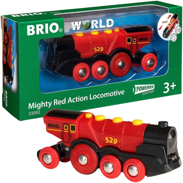 BRIO Mohutná elektrická červená lokomotiva se světly