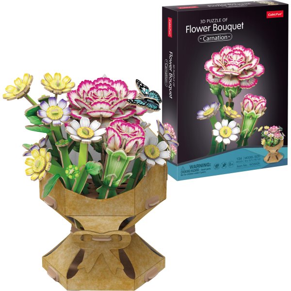 CubicFun - Puzzle 3D Kytice karafiátů 134 dílků