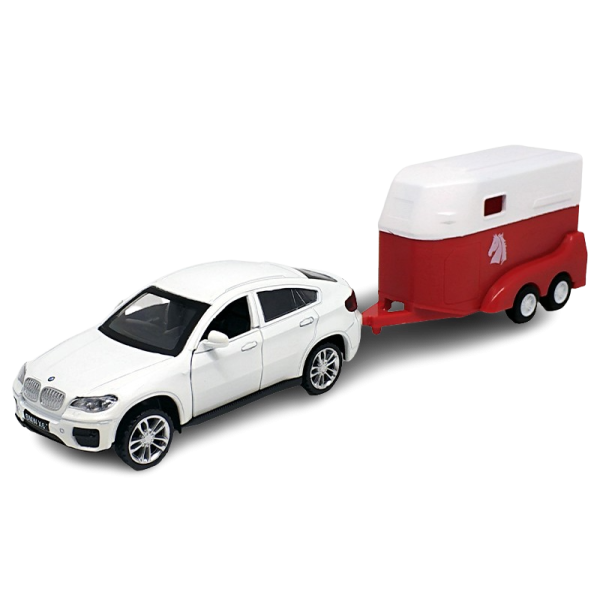 Kovový model - 1:43 BMW X6 s přívěsem-koně